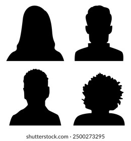 Vector flat illustration in black color. Avatar, user profile, person icon, profile picture. Suitable for social media profiles, icons, screensavers and as a template.