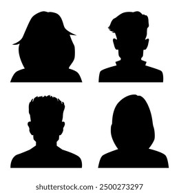 Ilustración plana de Vector en color negro. Avatar, perfil de usuario, icono de persona, imagen de perfil. Adecuado para perfiles de redes sociales, iconos, protectores de pantalla y como Plantilla.