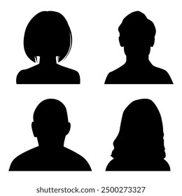 Ilustración plana de Vector en color negro. Avatar, perfil de usuario, icono de persona, imagen de perfil. Adecuado para perfiles de redes sociales, iconos, protectores de pantalla y como Plantilla.