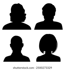 Vector flat illustration in black color. Avatar, user profile, person icon, profile picture. Suitable for social media profiles, icons, screensavers and as a template.