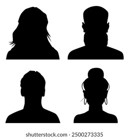 Vector flat illustration in black color. Avatar, user profile, person icon, profile picture. Suitable for social media profiles, icons, screensavers and as a template.