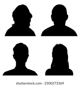 Ilustración plana de Vector en color negro. Avatar, perfil de usuario, icono de persona, imagen de perfil. Adecuado para perfiles de redes sociales, iconos, protectores de pantalla y como Plantilla.