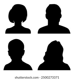 Vector flat illustration in black color. Avatar, user profile, person icon, profile picture. Suitable for social media profiles, icons, screensavers and as a template.