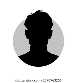Vector flat illustration in black color. Icons of man and woman. Avatar, user profile, person icon, profile picture. Suitable for social media profiles, icons, screensavers and as a template.