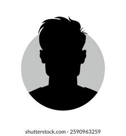 Vector flat illustration in black color. Icons of man and woman. Avatar, user profile, person icon, profile picture. Suitable for social media profiles, icons, screensavers and as a template.