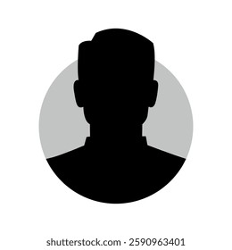 Vector flat illustration in black color. Icons of man and woman. Avatar, user profile, person icon, profile picture. Suitable for social media profiles, icons, screensavers and as a template.