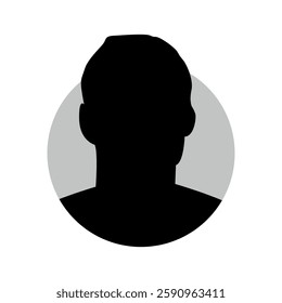 Vector flat illustration in black color. Icons of man and woman. Avatar, user profile, person icon, profile picture. Suitable for social media profiles, icons, screensavers and as a template.