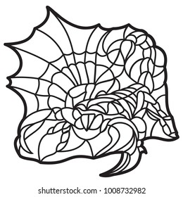 Vector flat illustration of black silhouette zodiac sign. Isolated on white background. Stained glass. Element for design. Ornament. Scorpio. Scorpion.
