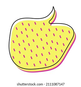 Vector flat illustration of a blank  yellow speech bubble with hot pink spots print. Bright retro element for different designs.