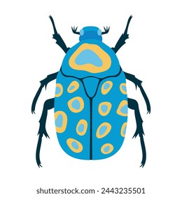 Vector flat illustration of blue beetle
