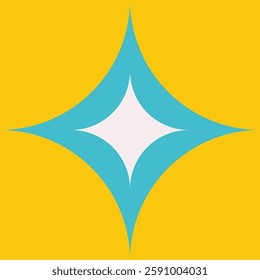 Vector flat illustration with blue star as symbol of success, perfection and beauty. Bright yellow background with abstract element. Minimalistic concept, clipart collection