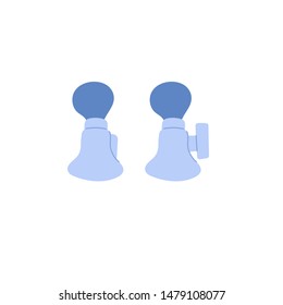 Vector flat illustration - Breast pump to increase milk supply for breastfeeding mother and child feeding bottle with breastmilk isolated icon on white background 