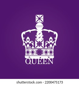 Vector flat illustration of the British Crown. Queen's crown. Symbol, element