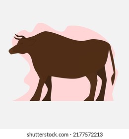 Vector flat illustration of a brown bull