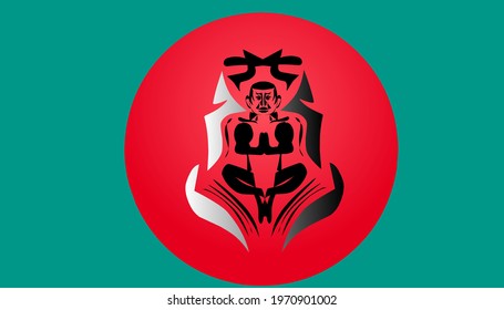 Vector Flat illustration of a buddha statue 