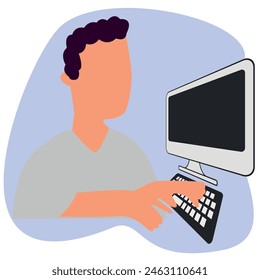 Vector flat illustration. Business and finance concept. A person who is busy with business affairs and implementing new ideas. Suitable for social networks, screensavers and as a template.