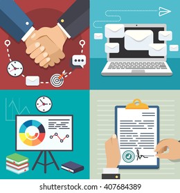 Vector flat illustration business set