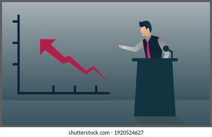vector flat illustration of a businessman doing a presentation