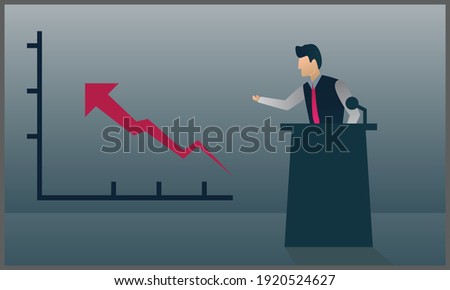 vector flat illustration of a businessman doing a presentation