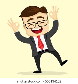 Vector Flat Illustration. Businessman Or Manager Smiling. Happy Man.