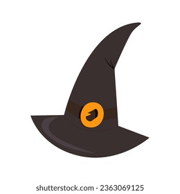 Vector flat illustration of cartoon Halloween witch hat icon