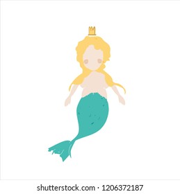 Vector flat illustration. Cartoon mermaid. Theme for children.