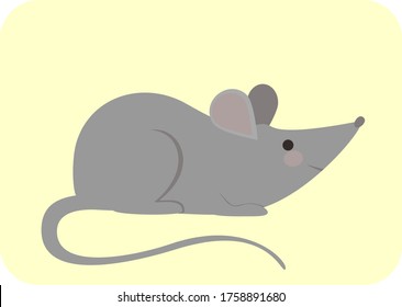vector flat illustration of cartoon mouse