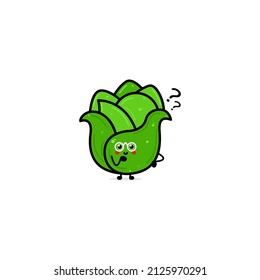 Vector flat illustration of cheerful cartoon cabbage isolated on white background