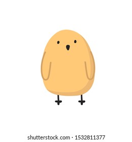 Vector flat illustration of a chicken on a white background. Poultry farm. Simple cute illustration of a chicken.