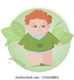 Vector flat illustration of a child with red curly hair