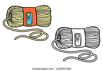 Vektorflache Illustration für Kinder, die im Doodle-Stil färben. Gkein Strickgarn
