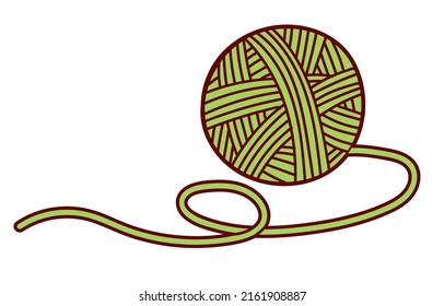 Vector flat illustration for children coloring in a doodle style. Ball of yarn for knitting