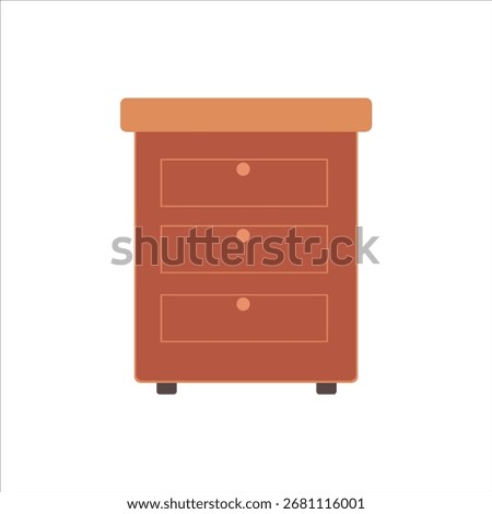 A vector flat illustration for children's books, showcasing a drawer with a fun handle, ideal for storage and storybook art visuals.