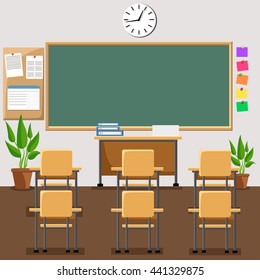 School Classroom Chalkboard Desks Class Education Stock Vector (Royalty ...