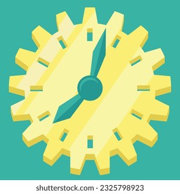 Vector flat illustration of clock in form of cogwheel