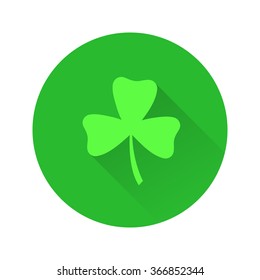Vector flat illustration of clover with long shadow. Element for design.