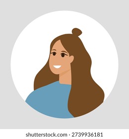 Vector flat illustration. Color avatar, user profile, face icon, profile picture. Suitable for social media profiles, icons, splash screens and as a template.
