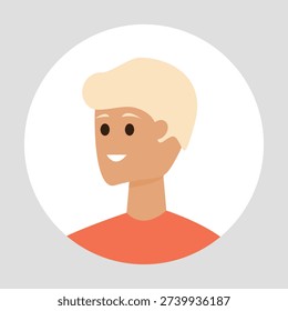 Vector flat illustration. Color avatar, user profile, face icon, profile picture. Suitable for social media profiles, icons, splash screens and as a template.