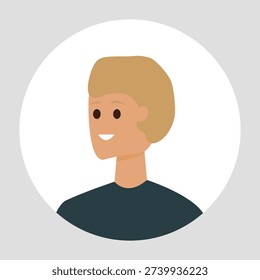 Vector flat illustration. Color avatar, user profile, face icon, profile picture. Suitable for social media profiles, icons, splash screens and as a template.