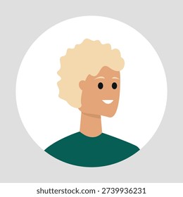 Vector flat illustration. Color avatar, user profile, face icon, profile picture. Suitable for social media profiles, icons, splash screens and as a template.