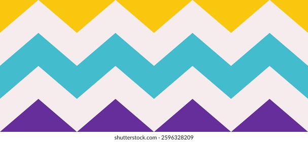 Vector flat illustration with colorful geometric waves as symbol of dynamic movement. Bright broken lines. Minimalistic concept, clipart abstract collection
