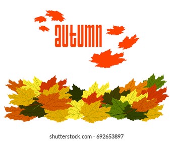 Vector flat illustration of colorful leaves on white background.  Element for design. Autumn orange logo design.