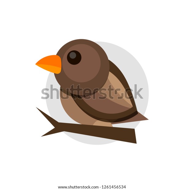Vector Flat Illustration Colorful Sparrow On Stock Vector (Royalty Free