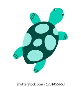 Vector flat illustration  of colorful turtle isolated on white background. Design for greeting cards, textile, print, logo. World turtle day