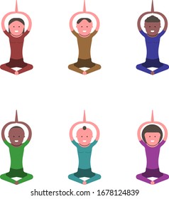 vector flat illustration concept design of men, women and transgender doing sport and healthy lifestyle. world health day. yoga.