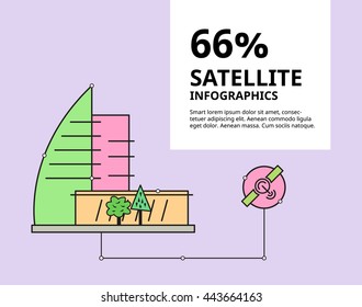 Vector flat illustration. Concept of smart city house. Creative infographic, stylish design template with text. Business presentation of internet service. Modern banner, card for communication utility