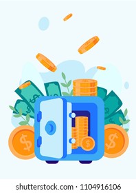 Vector flat illustration, Concept for web page, banner, presentation, social media, documents, cards, posters.a large piggy bank in the form of a piglet on a white background, financial services