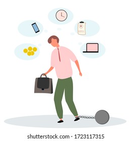 Vector flat illustration with confusion of man crisis money on white background for concept design. Cartoon business concept