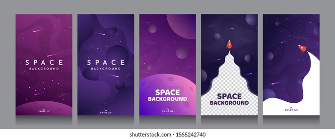 Vector flat illustration with copy space. Cosmos exploration wallpaper. Element for design business cards, invitations, discount voucher, gift cards, flyers and brochures. Violet background collection