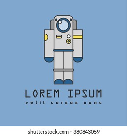 Vector flat illustration of cosmonaut. Space suit. Scientific space explorer
